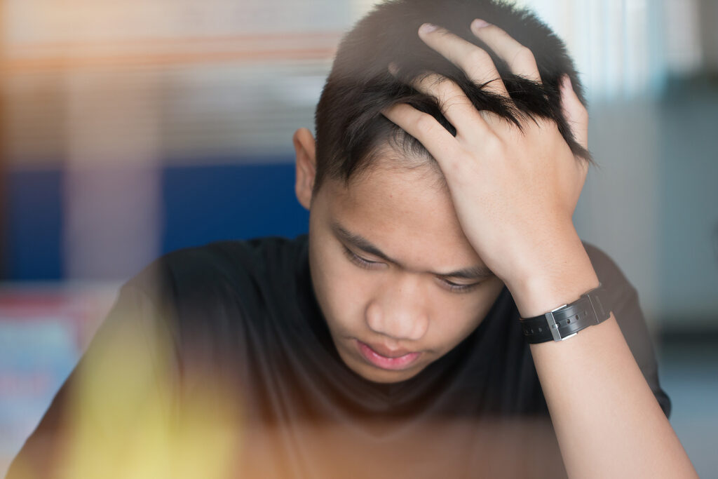 Asian boy student studying